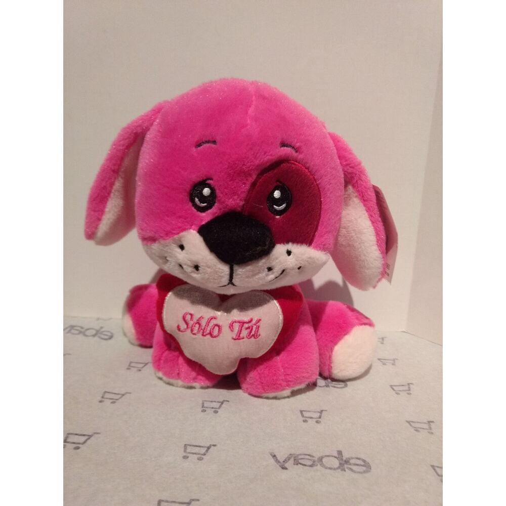 Love in the Air - Red Dog with Heart Dog Plush - 7" - Spanish